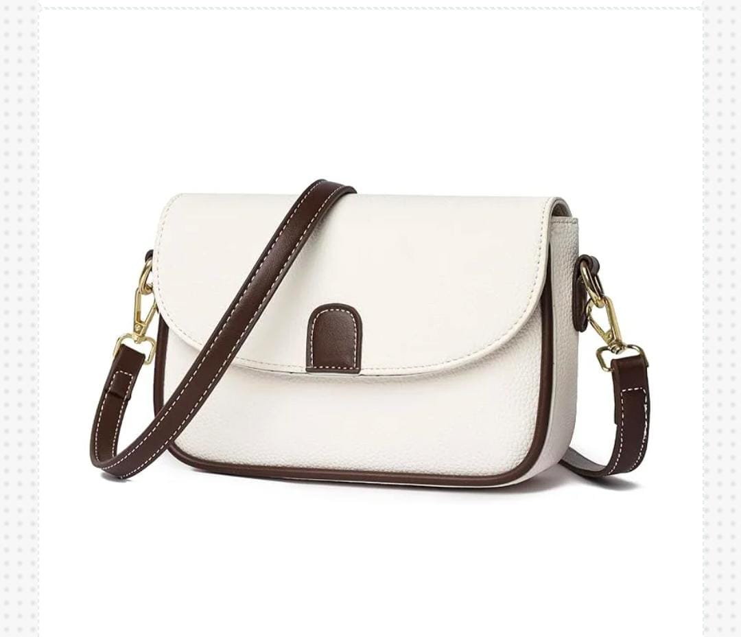 PU Leather Handbags Women Fashion Crossbody Bag (White)