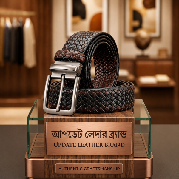 প্রিমিয়াম রিভার্সেবল ব্রেইডেড লেদার বেল্ট। ব্ল্যাক এবং ব্রাউন